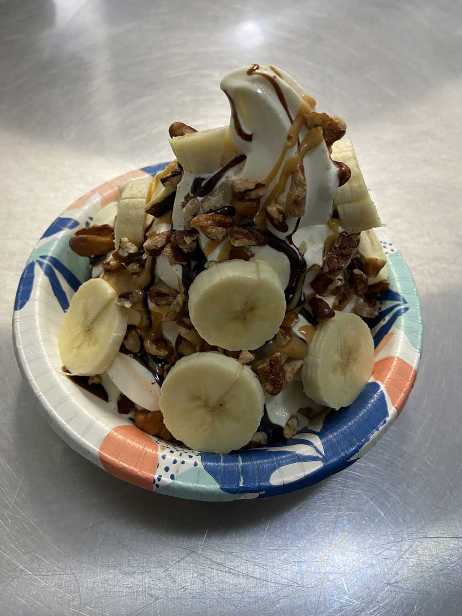 Banana split from Stillwater Ice Cream